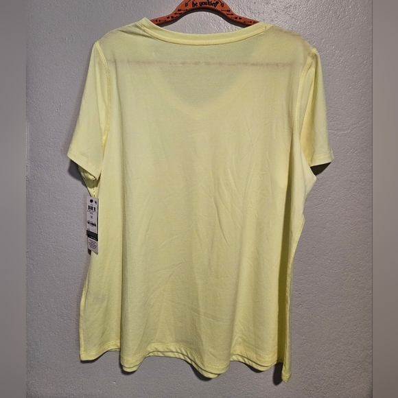 2 Ideology Women's V-Neck Short Sleeve Tops - Green and Yellow - Picture 12 of 16